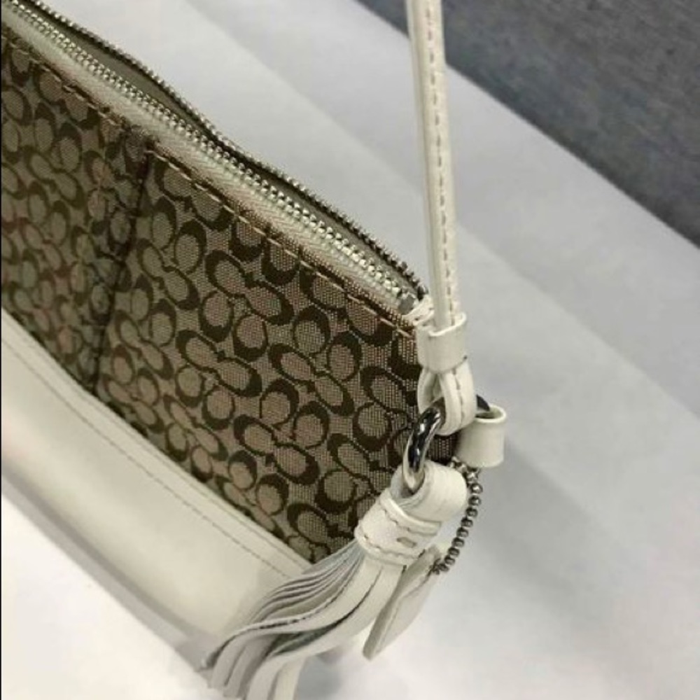 Coach Signature Canvas and White Wristlet Bag - Picture 5 of 8